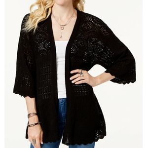Style & Co Kimono Sleeve Pointelle Knit Cardigan